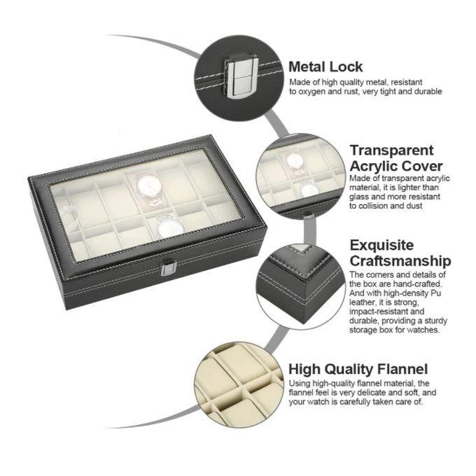 OROPAK Coffret Montres et Bijoux en Cuir (12 Compartiments Noir)