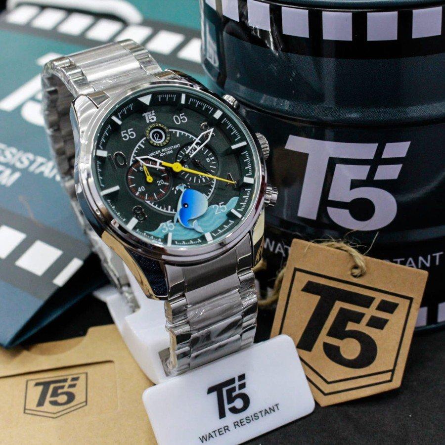 T5 Montre pour homme 3919 3D chic Chrono Bracelet en acier inoxydable, étanche