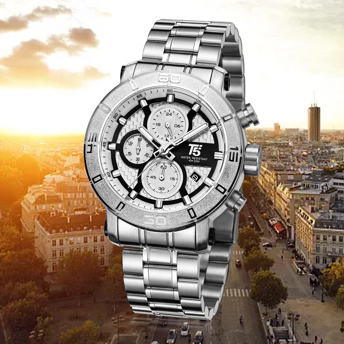T5 Montre pour homme H3635G-A Bracelet Luxe En Acier