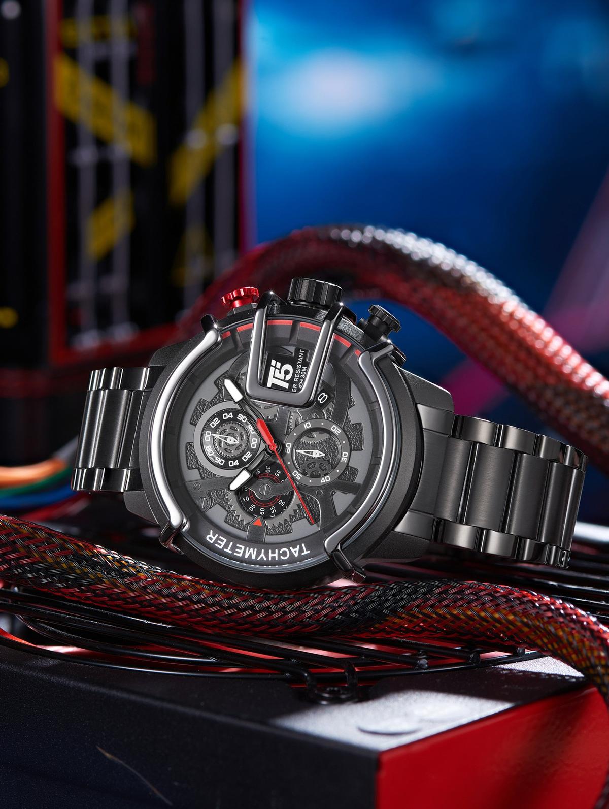 T5 Montre pour hommes 3883 en acier inoxydable garantie originale
