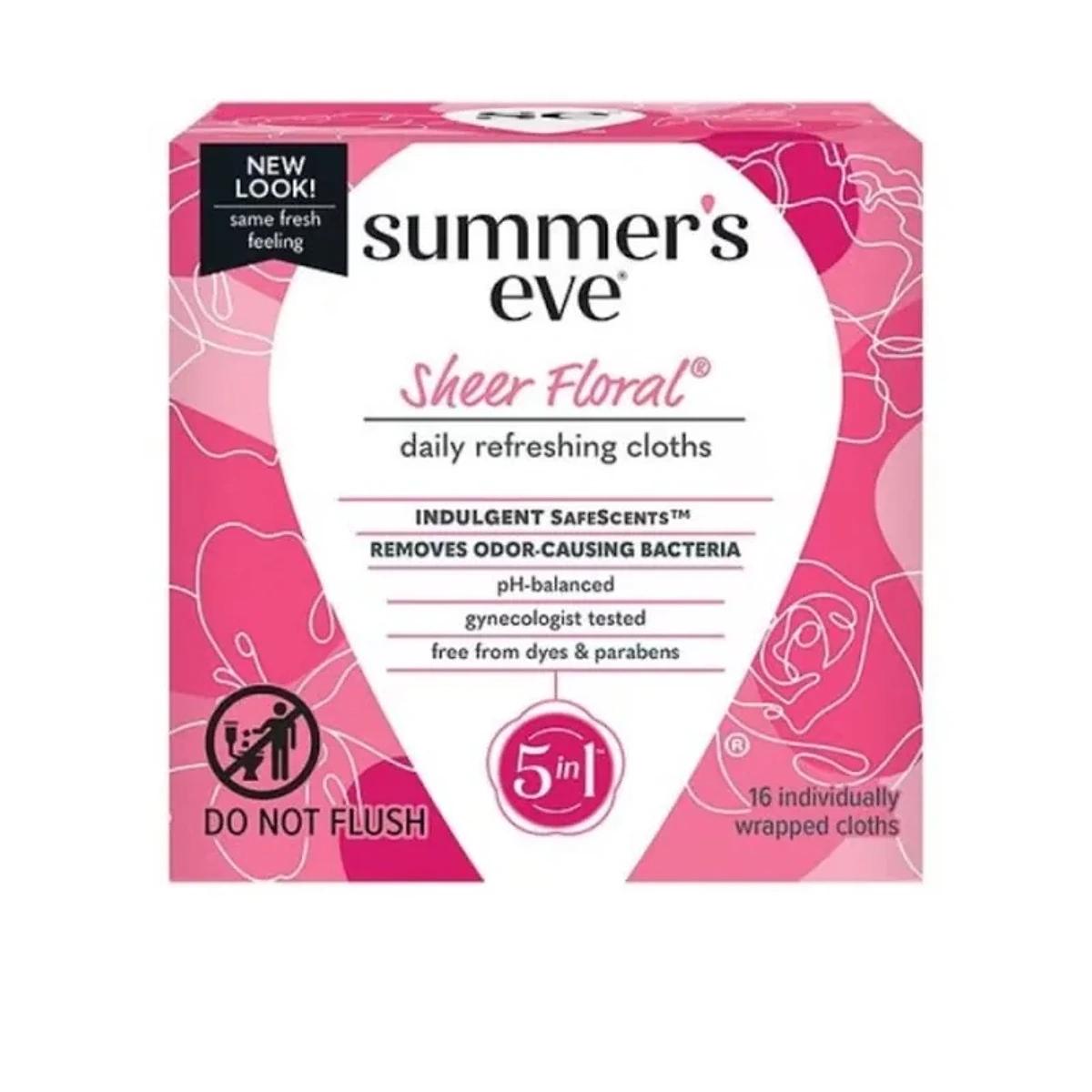 Summer's Eve Sheer Floral Cleansing Cloths 16 Unités