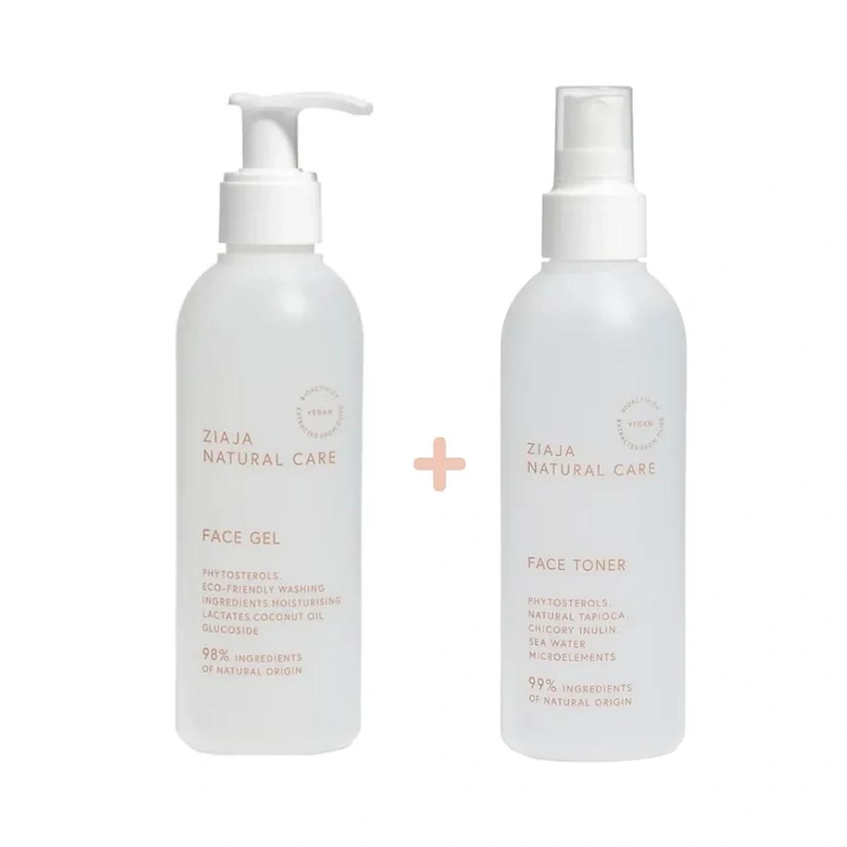 ZIAJA Natural Care Gel Nettoyant 190ml + Toner 200ml PACK