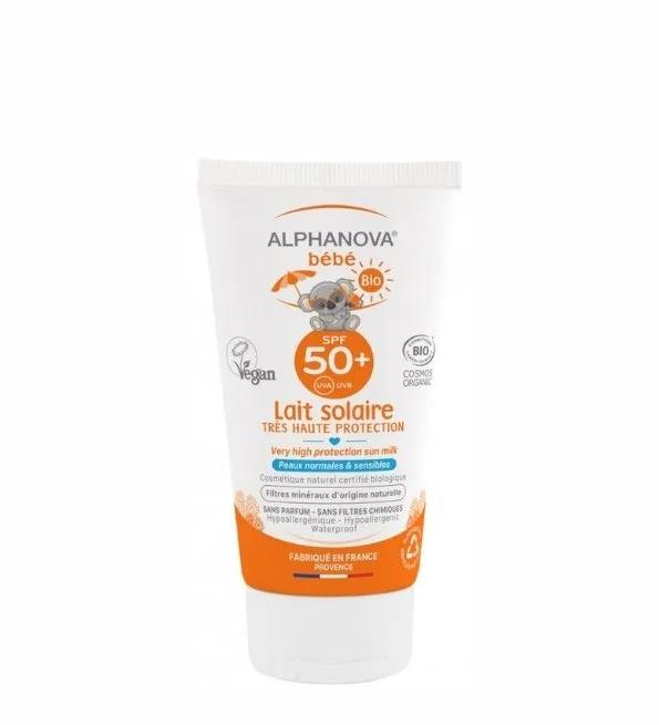 Alphanova LAIT Solaire Bébé Certifiée Bio SPF 50+ Hypoallergénique 50G