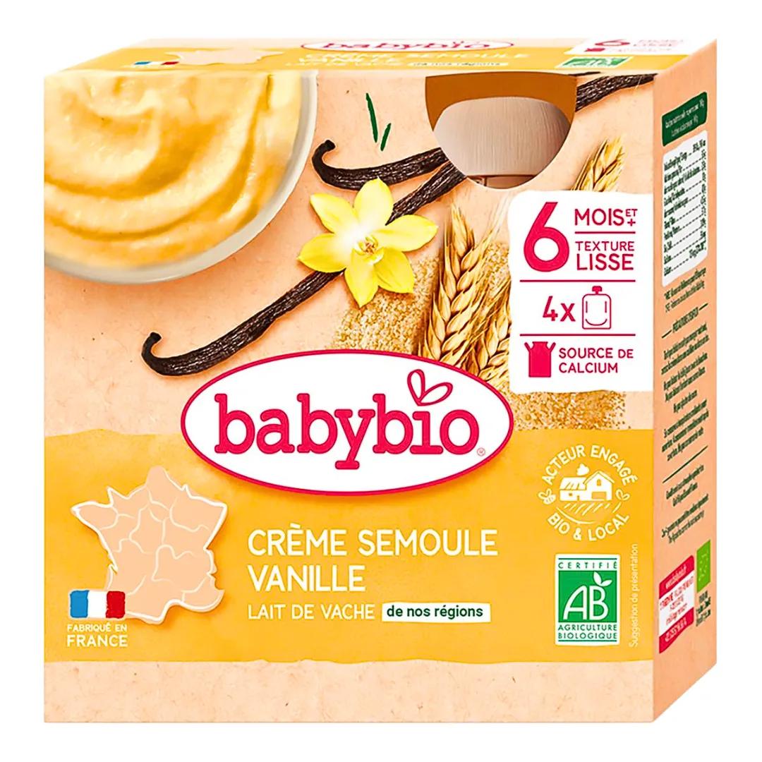 BABYBIO Gourde Creme Semoule Vanille 4x85g