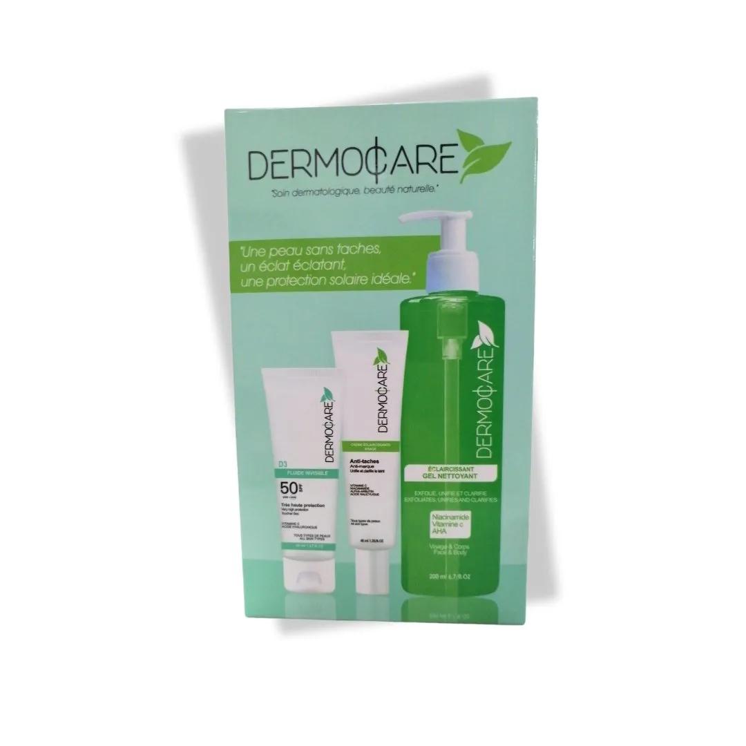 DERMOCARE Ecran Fluide +Creme Eclaircissant+Gel Nettoyant 200ml PACK
