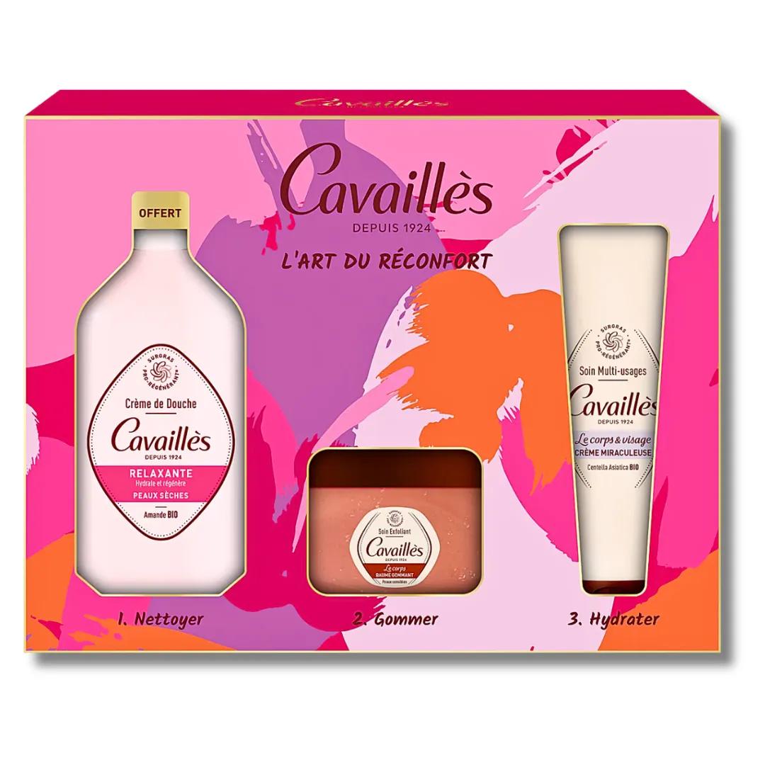 ROGE CAVAILLES Creme Douche Relaxant+Baume Gommant+Creme Miraculeuse Coffret