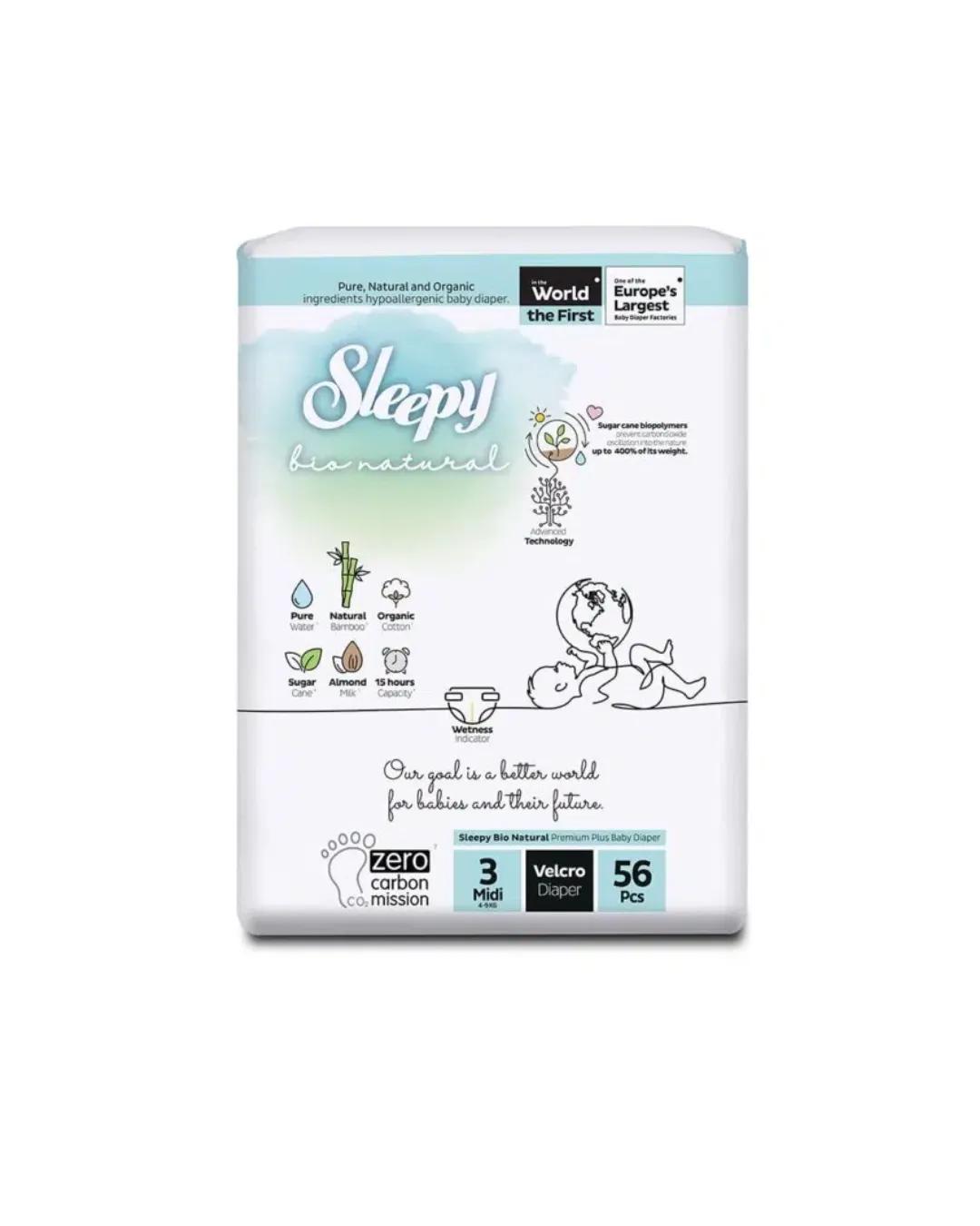 SLEEPY Bio Natural Culottes Taille 3 midi 4-9kg 56 Pieces