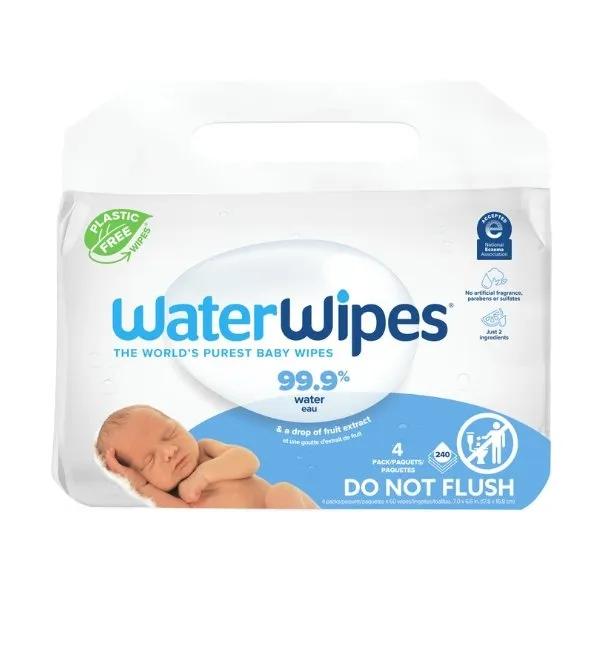 WATERWIPES LINGETTES BABY 4×60 BIO