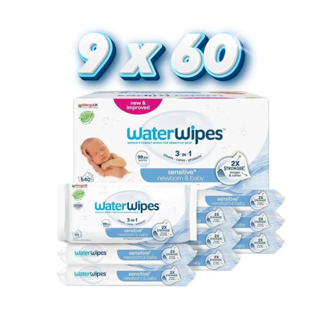 WATERWIPES Lingettes Bebe 9×60 Pieces pack