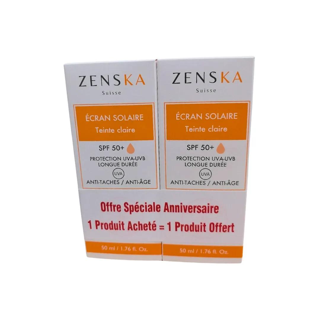 ZENSKA Ecran Solaire Teinte claire spf50+ 2*50ml pack