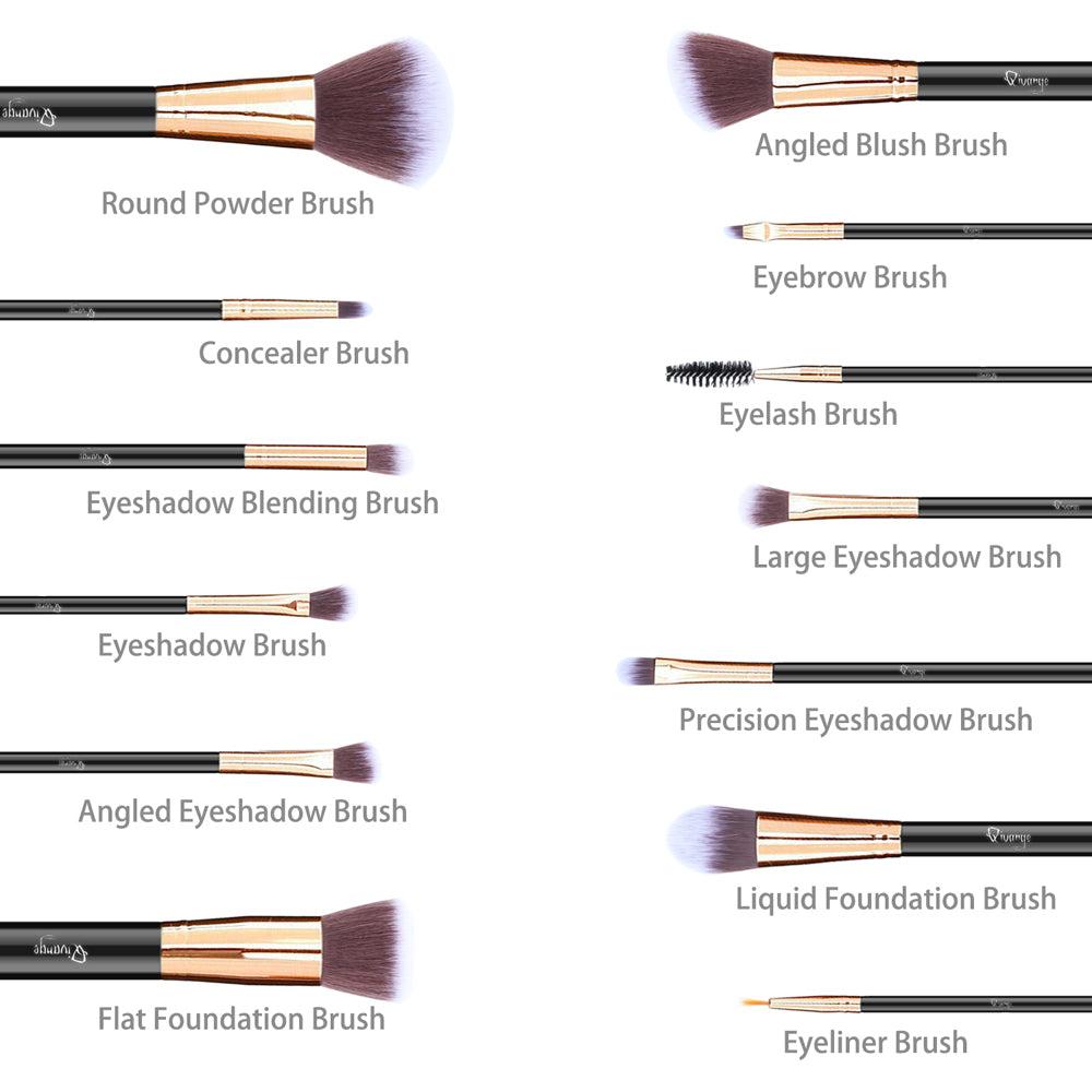 Qivange Makeup Brushes with Case 12PCS