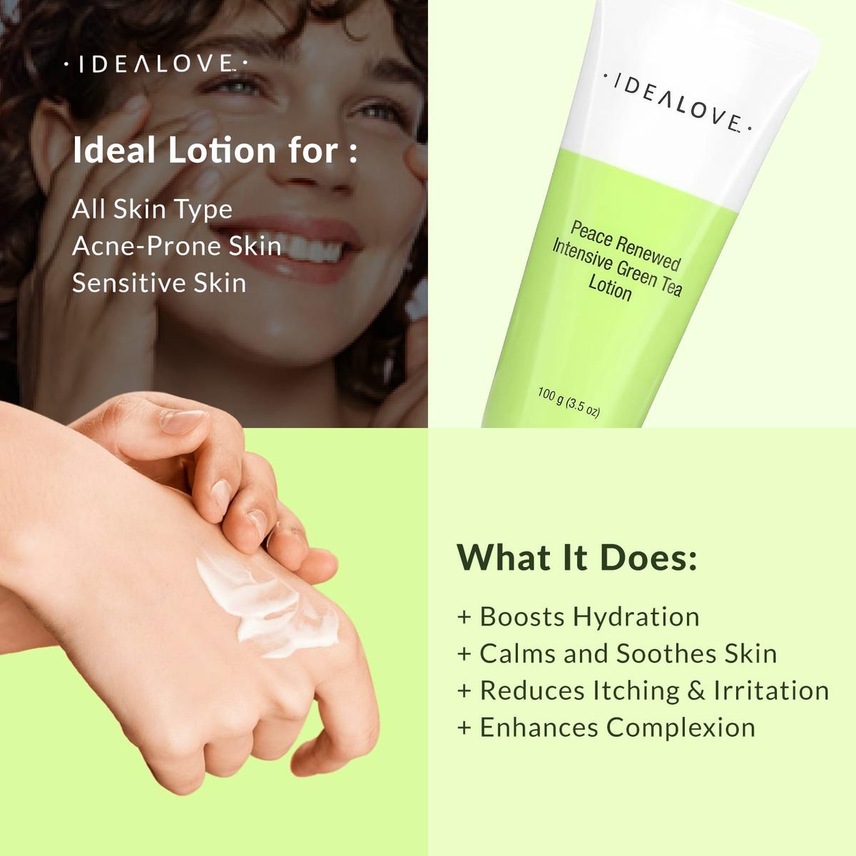 Idealove , Peace Renewed, Intensive Green Tea Lotion, 3.5 oz (100 g)