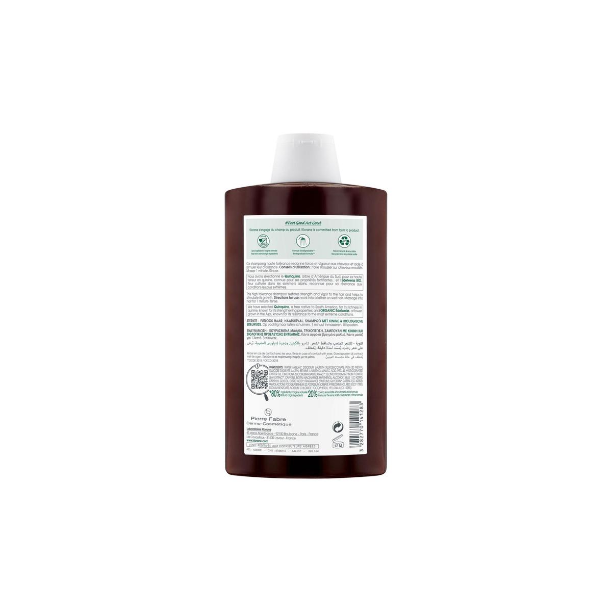 Klorane Shampoing à La Quinine Et Edelweiss Bio 400 ml