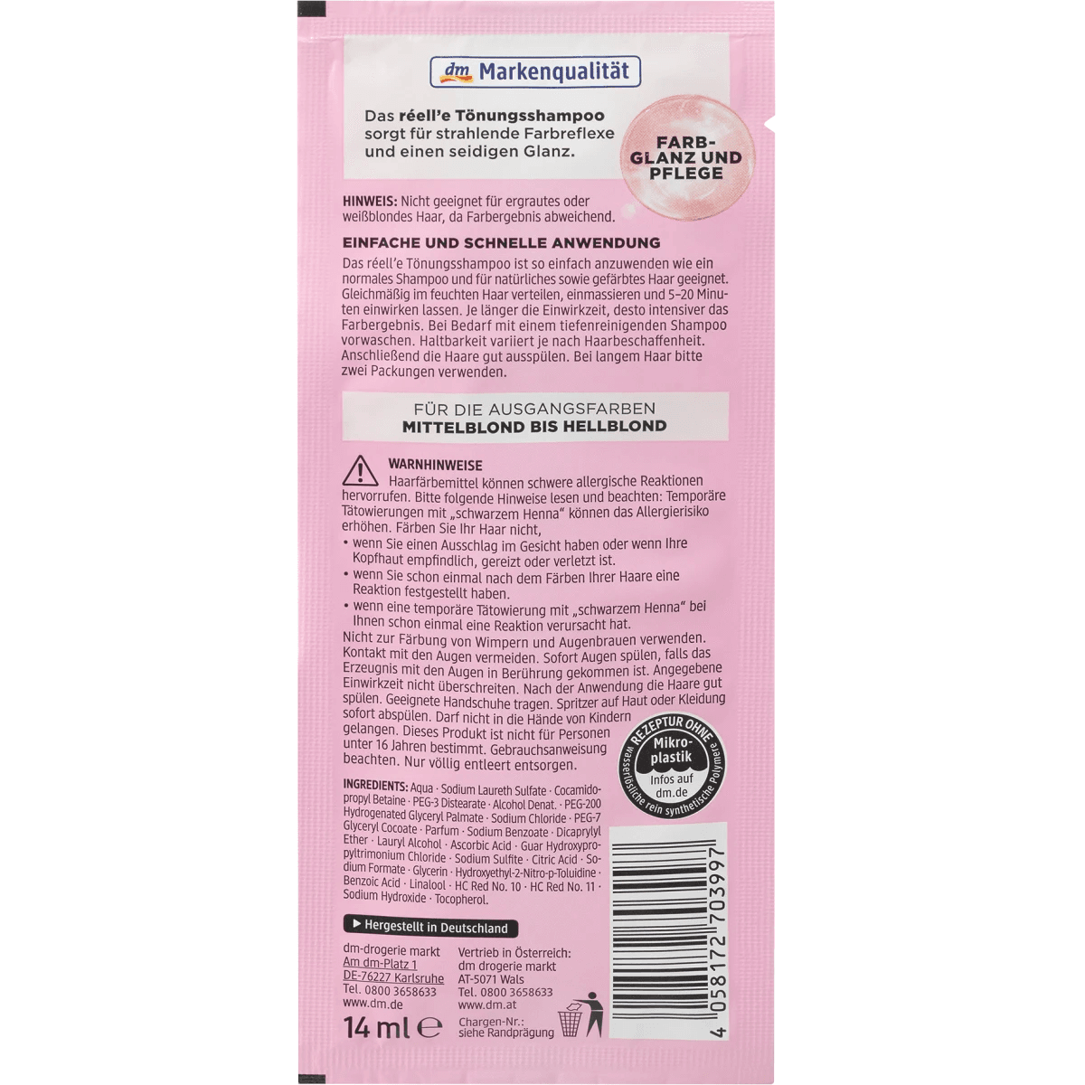 Réell'e Shampooing colorant 8.03 Bourbon