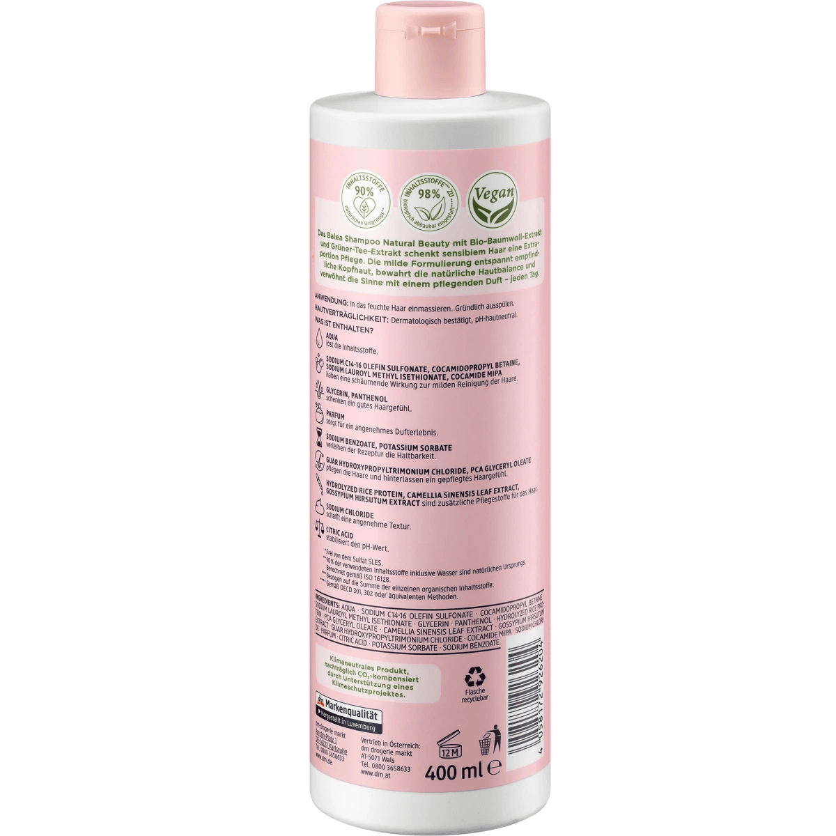 Balea Shampooing Extrait de Coton Bio & Thé Vert