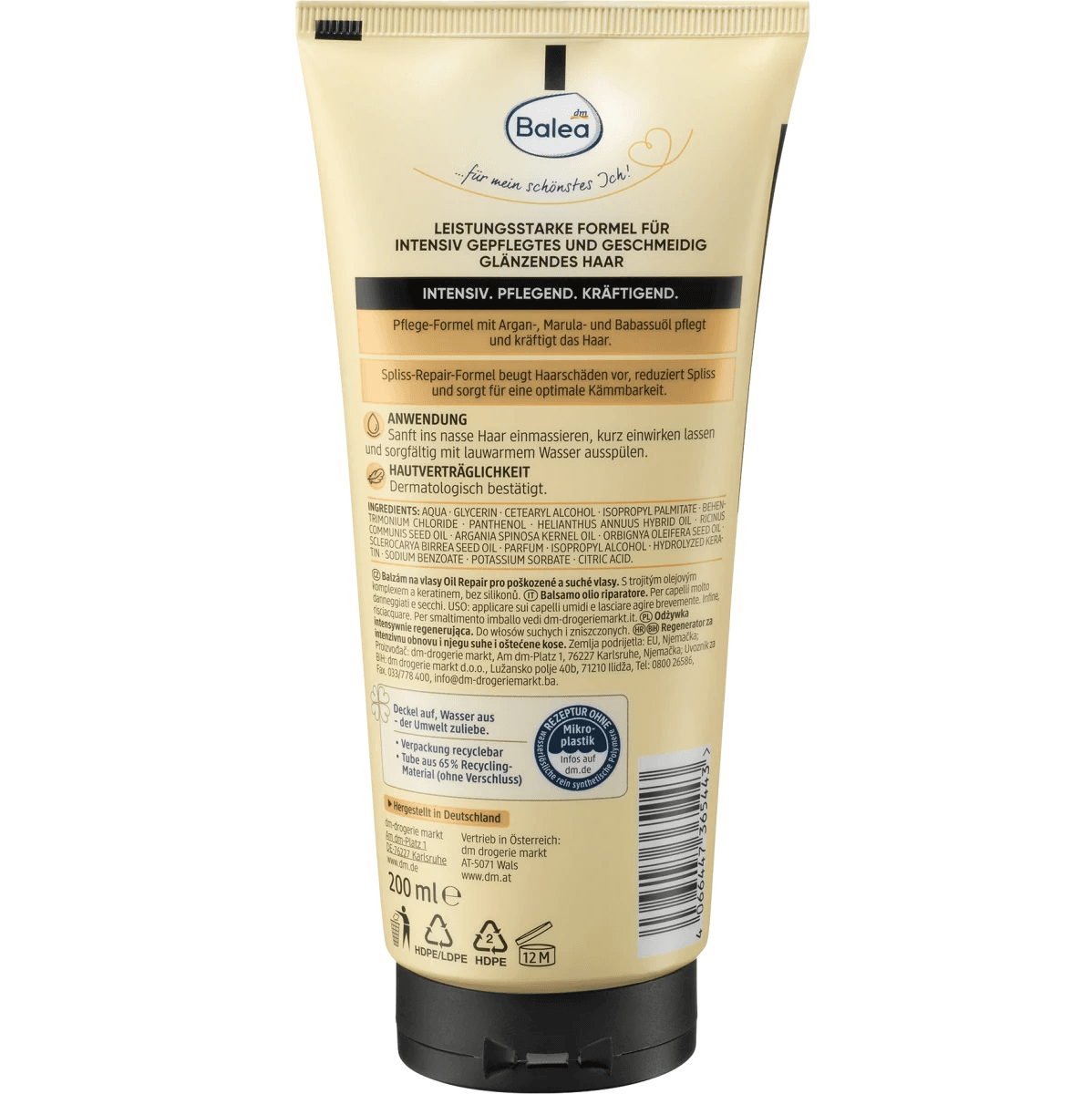 Balea Apres shampooing Oil Repair Intensif 200 ml