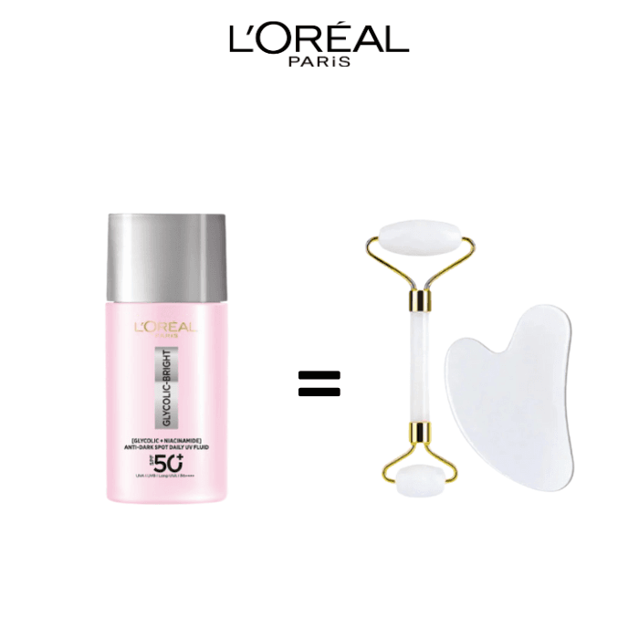 L'Oréal Paris L'oreal Paris Glycolic-Bright Anti-Dark Spot Daily UV Fluid SPF50 50ml = coffret guasha Offert