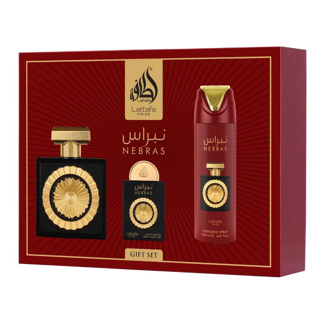 Lattafa Coffret Nebras Pride Cadeaux Pour Femmes + Format Voyage + Déodorant