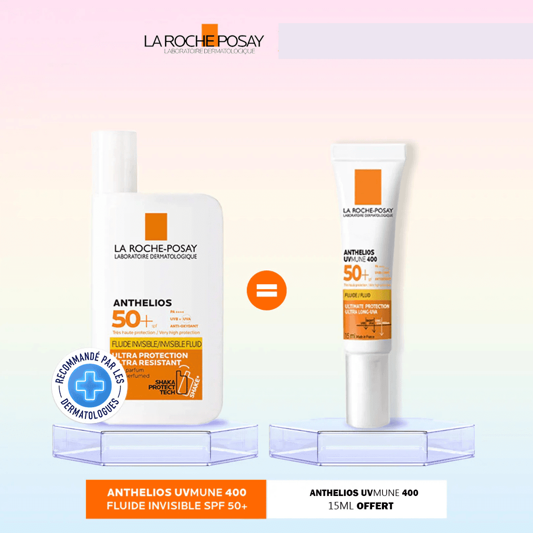 La Roche-Posay La Roche Posay Anthelios Crème Solaire Fluide Invisible SPF50 50ml = Anthelios Fluide Uvmune 400+ SPF50 15ml Offert