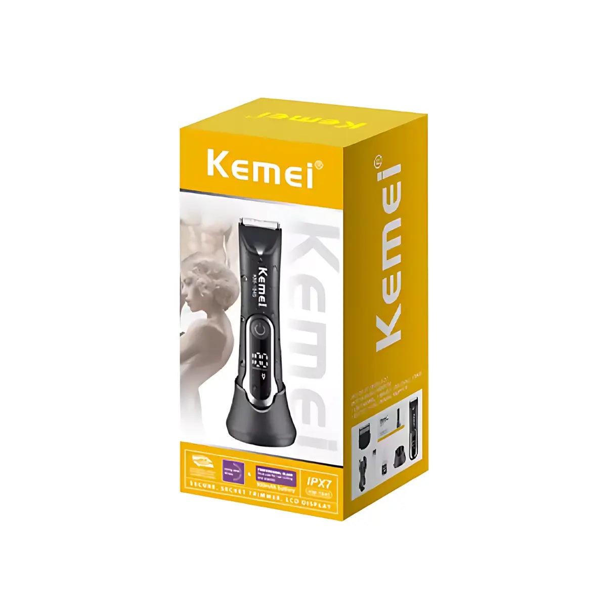 Kemei KM-1845 Kit Tondeuse Zone Sensible et intime Corps -Afficheur LCD Lavable et douce Noir