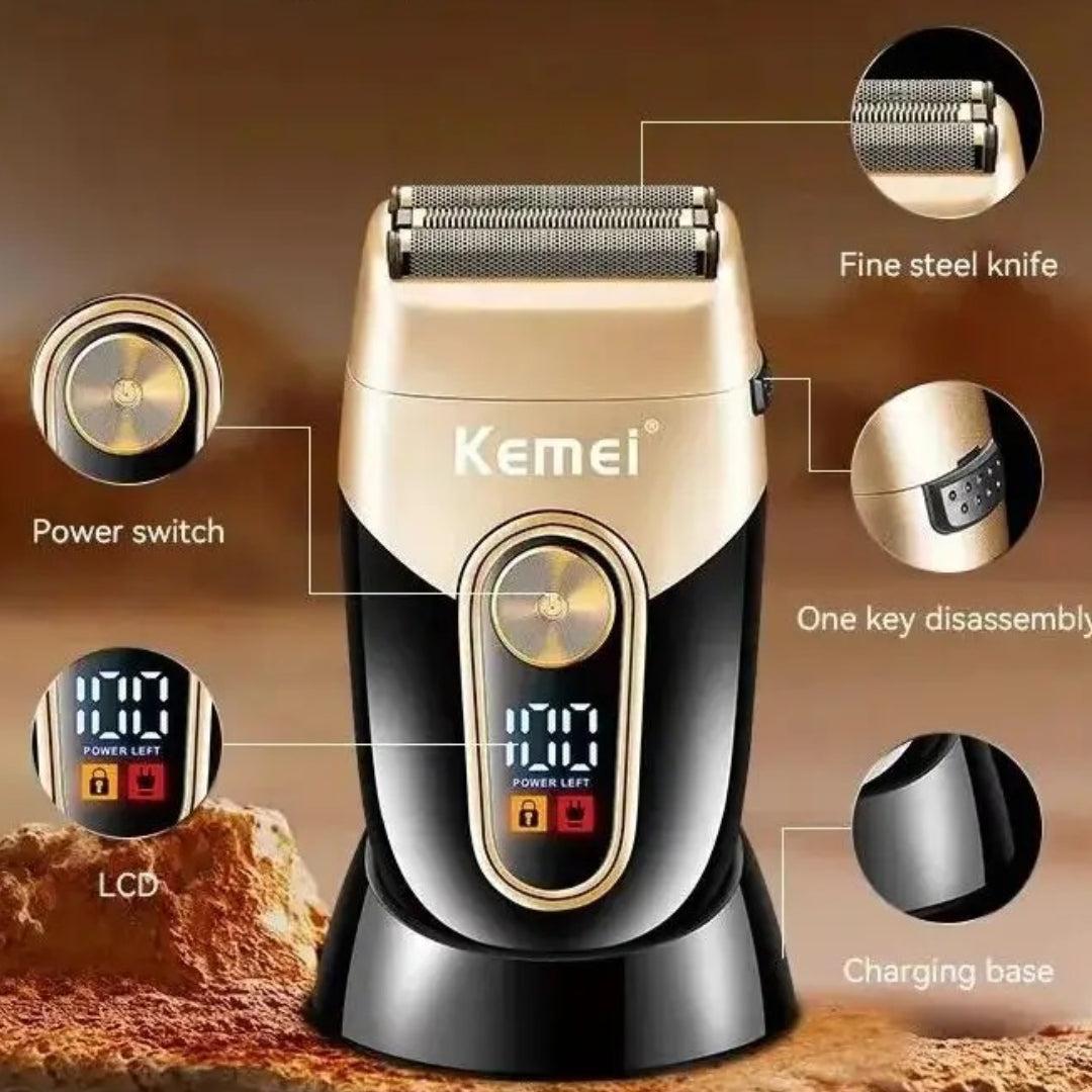 Kemei KM-3209 Rasoir à barbe rechargeable, électrique pour hommes