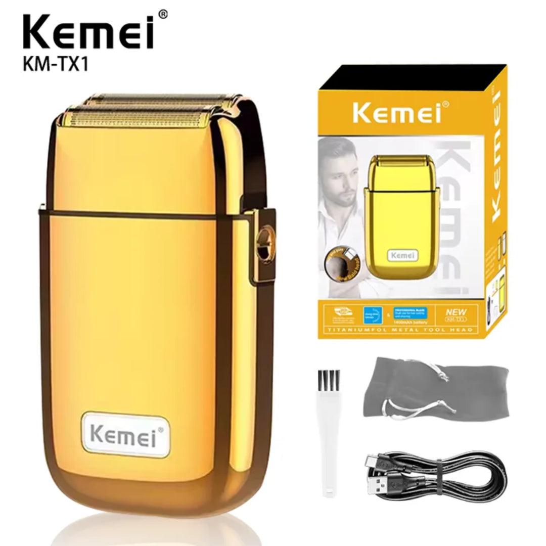 Kemei KM-TX1 Rasoir électrique rechargeable Avec chargement USB, en métal, pour homme.