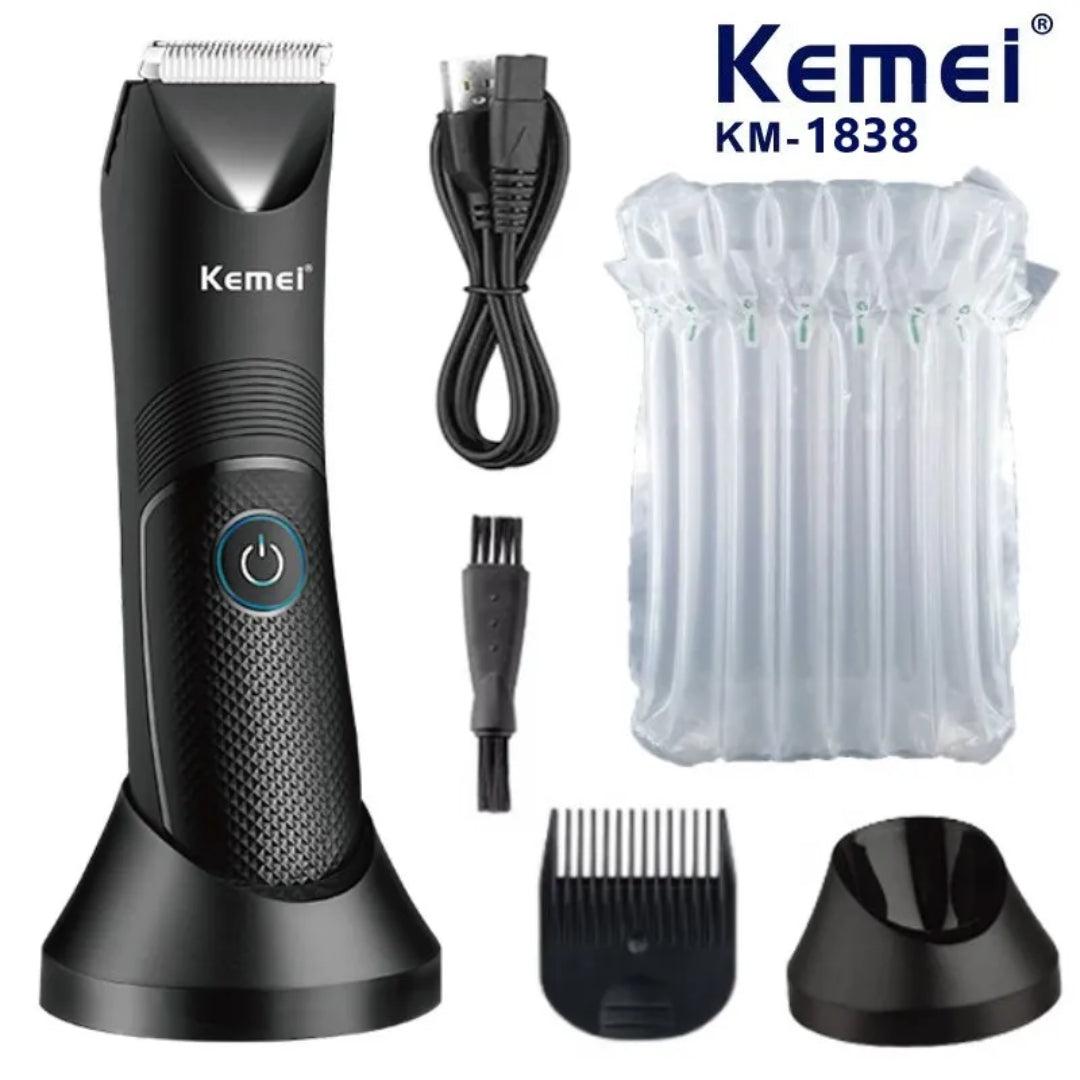 Kemei KM-1838 Tondeuse électrique multifonction Sans Fil lavable pour l'aine et le corps pour hommes et femmes