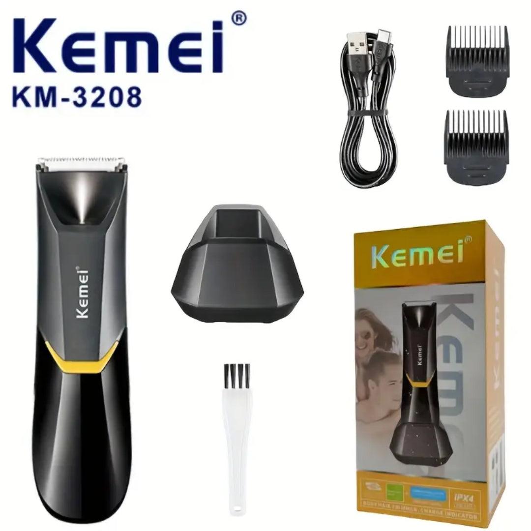 Kemei KM-3208 Tondeuse corps étanche, USB rechargeable, batterie 600mAh