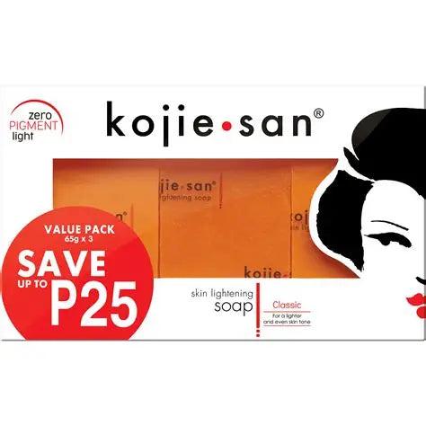 Kojie San Savon éclaircissant pour la peau 65g (lot de 3)