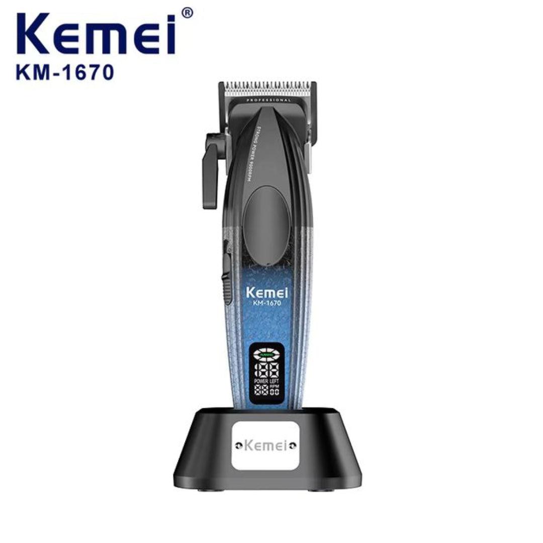 Kemei KM-1670 Tondeuse Professionnelle Sans Fil 9000 RPM, Écran LED, Batterie Longue Durée