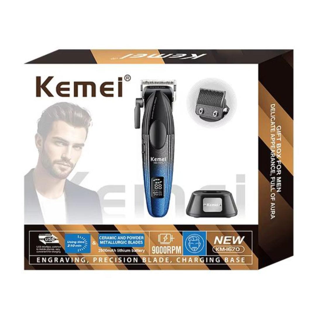 Kemei KM-1670 Tondeuse Professionnelle Sans Fil 9000 RPM, Écran LED, Batterie Longue Durée