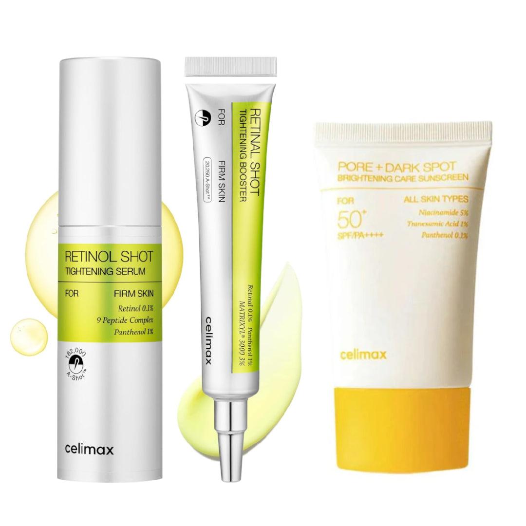 Celimax Pack Shot Tightening Serum + Shot Tightening Booster + Suncreen SPF 50+ PA++++