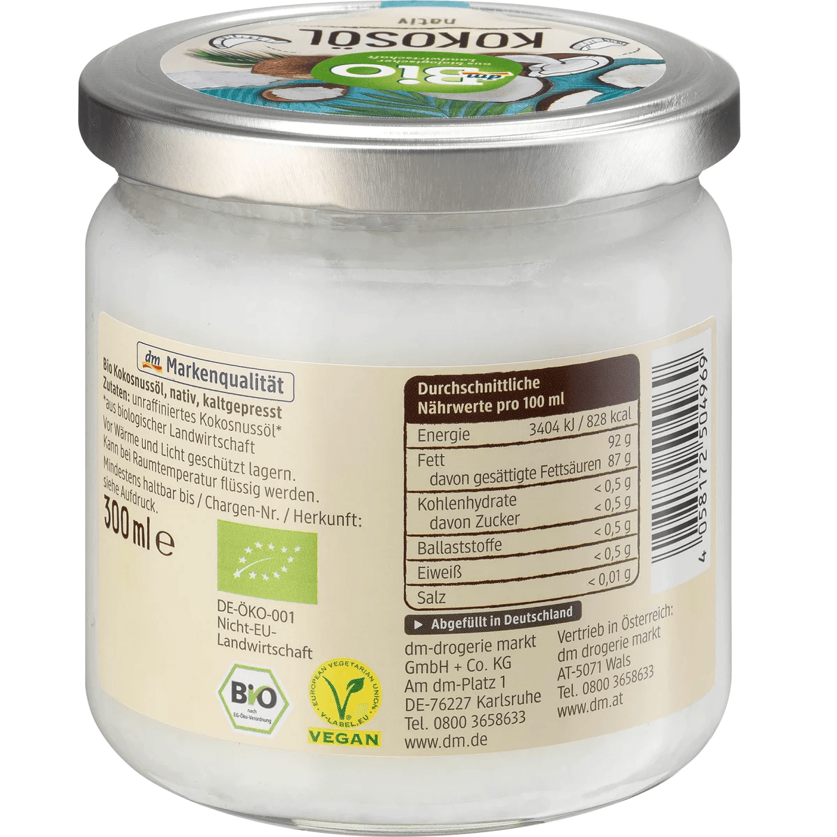 Balea Dm Bio Huile de coco bio Nourrit peau et cheveux 300 ml