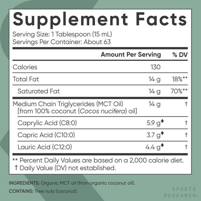Sports Research Organic MCT Oil, 946 ml