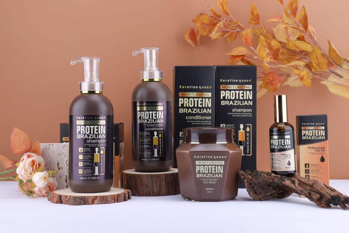 Keratine Queen Pack Protein Brazilian Moistrizing Professional Shampooing, Conditioner,Masque, Huile