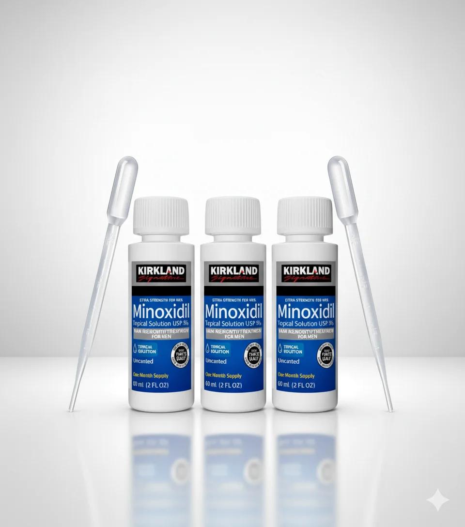 Kirkland Minoxidil 5% Homme Traitement Repousse Cheveux 3 Mois