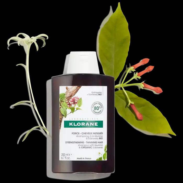 Klorane FORCE-CHEVEUX FATIGUES, CHUTE SHAMPOING A LA QUININE ET EDELWEISS BIO 200ML+B7