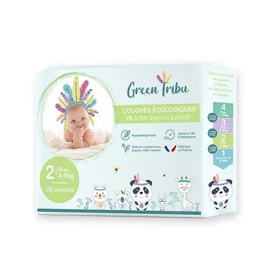 Green Tribu Couches Écologiques Taille 2 (3-6 kg) 28U