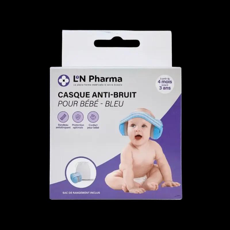 L2N Casque bébé réducteur de bruits bleu dès 4mois Sac de rangement inclus