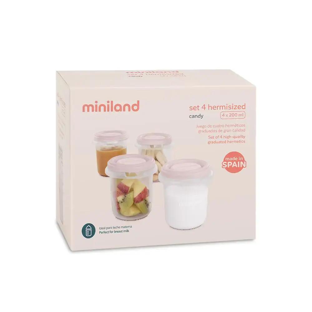 miniland set 4 pot de conservation candy 200ml