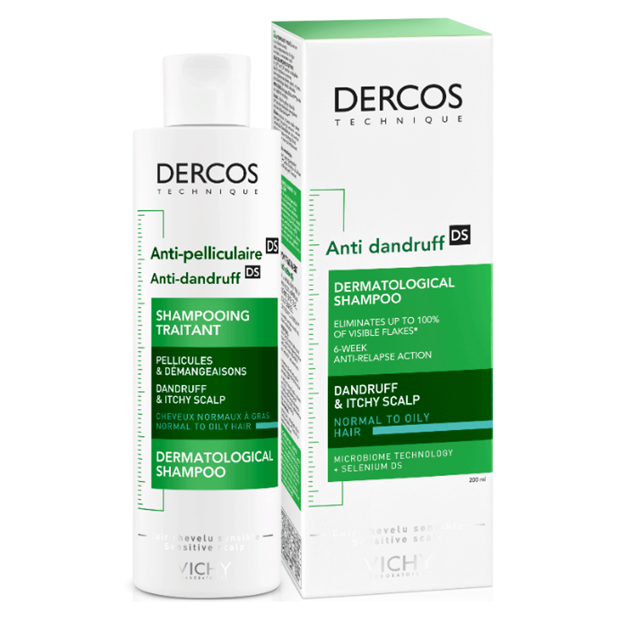Vichy Dercos Shampoing Traitant Anti-Pelliculaire Cheveux Normaux à Gras 200 ml