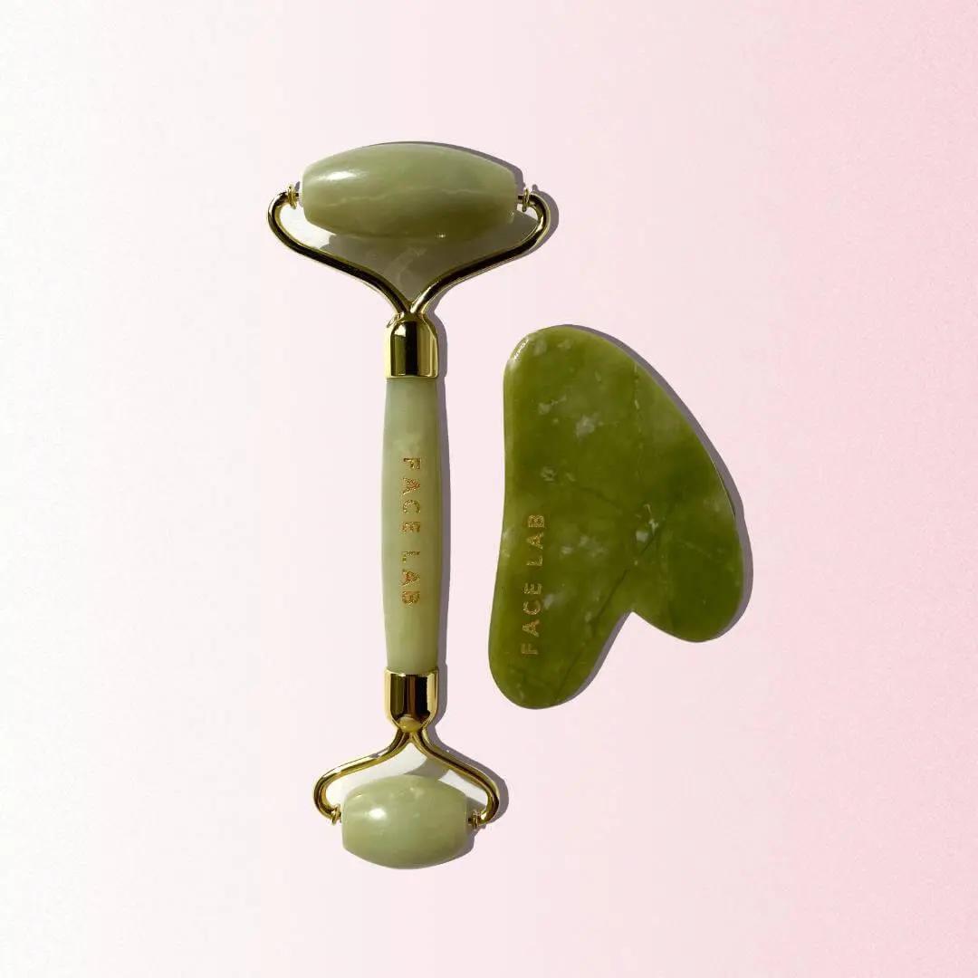 FACELAB KIT DE GUA SHA & ROLLER EN JADE VERT