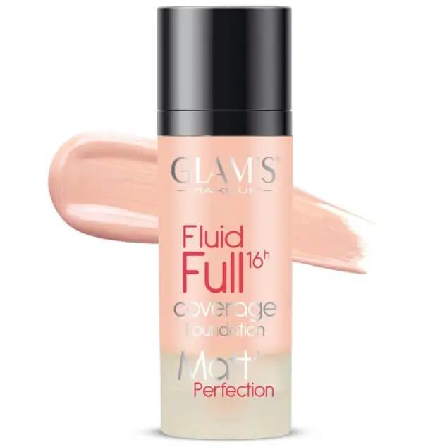 GLAM'S FLUID FULL 16H COVERAGE FOUDATION MATT FONT DE TEINT 221 IVORY