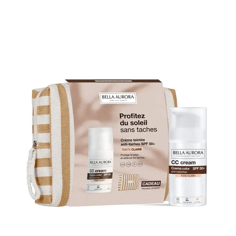 BELLA AURORA CC Cream CLAIRE+Trousse Coton Rayée