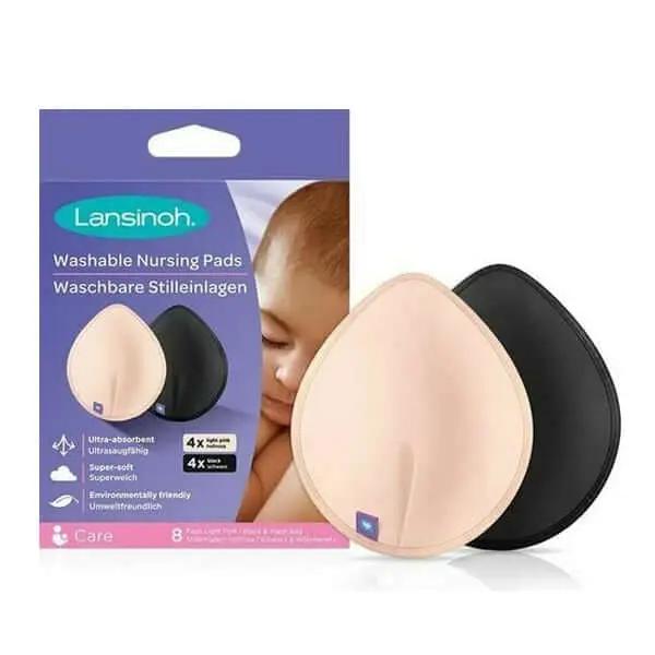 LANSINOH COUSSINETS D ALLAITEMENT LAVABLE ROSE / NOIR 8 UNITES