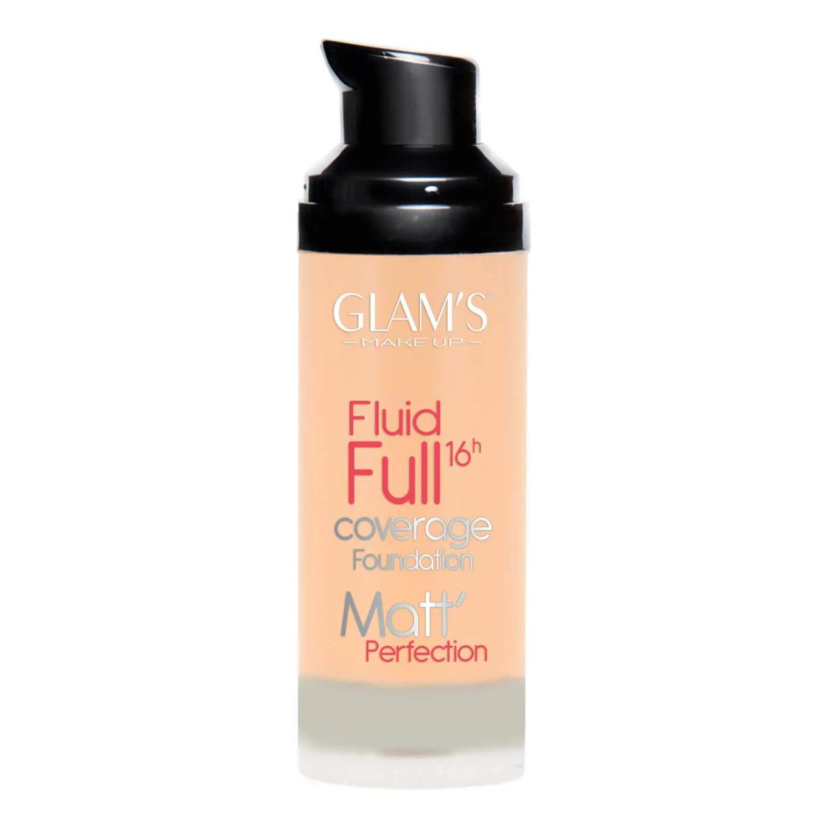 GLAM'S FLUID FULL 16H COVERAGE FOUDATION MATT FONT DE TEINT 224 SOFT HONEY