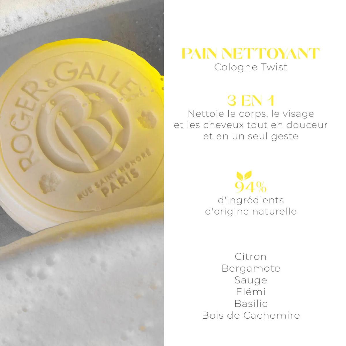 ROGER & GALLET PAIN NETTOYANT HOMME CORPS-VISAGE-CHEVEUX 100MG