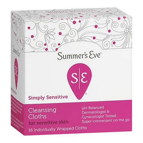 SUMMER'S EVE SIMPLY SENSITIVE CLEANSING CLOTHS 16 UNITÉS