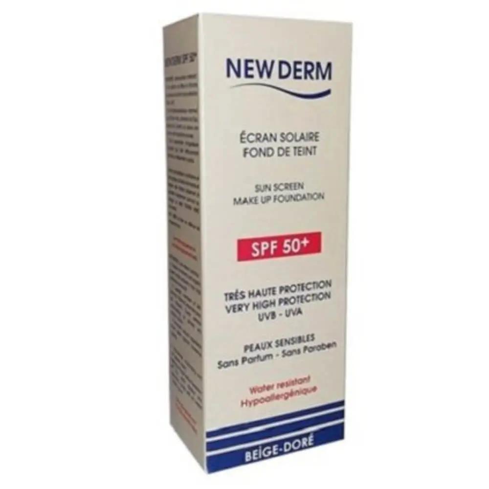 New Derm Ecran Solaire Fond de Teint Beige-Dorée Spf50 50ml