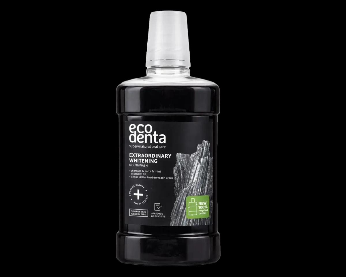 ECODENTA Extraordinary Whitening Bain De Bouche Blanchissant Au Charbon Actif 500ml